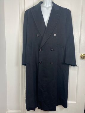 Loro Piana Neiman Marcus %100 Cashmere Men's Black Double-Breasted Pea Coat